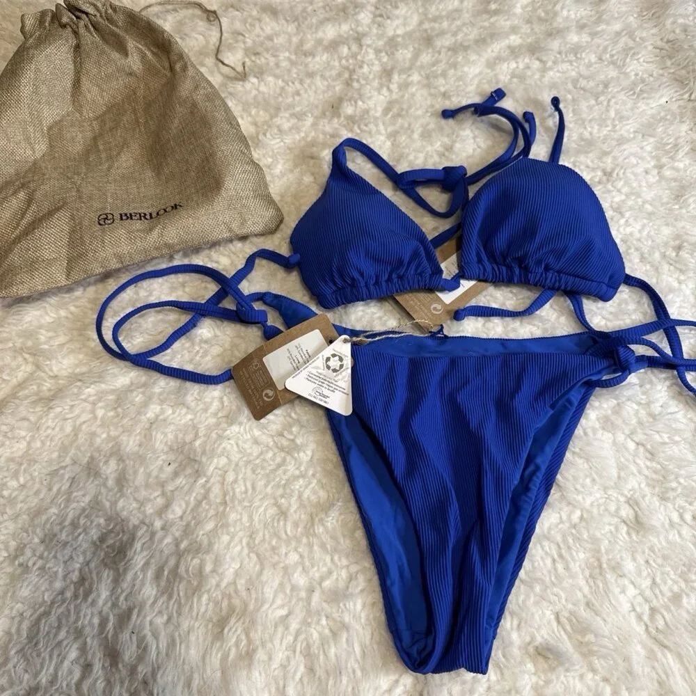 Berlook Two Piece Royal Blue String Bikini Swimsuit Size M Medium NWT NEW W Bag - Picture 13 of 16
